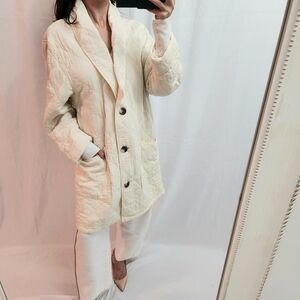 Free People Cream Quilted Women's Jacket Coat Layers Winter Apres Ski Rare